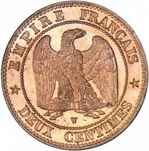 10 Centimes Reverse Image minted in FRANCE in 1857W (1852-1870 - Napoléon III)  - The Coin Database