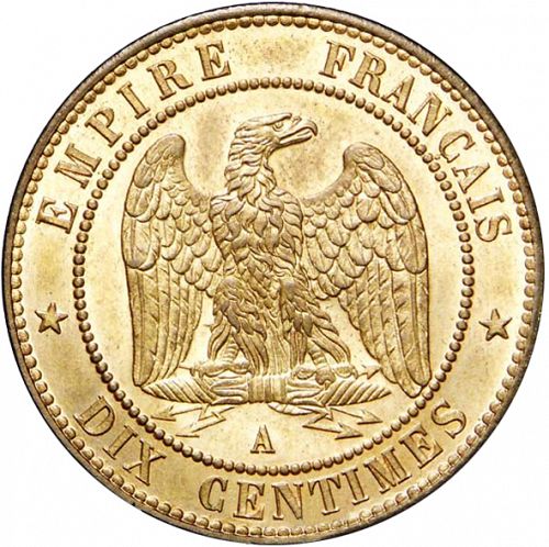 10 Centimes Reverse Image minted in FRANCE in 1861A (1852-1870 - Napoléon III)  - The Coin Database