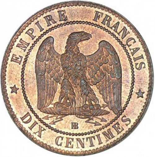 10 Centimes Reverse Image minted in FRANCE in 1862BB (1852-1870 - Napoléon III)  - The Coin Database