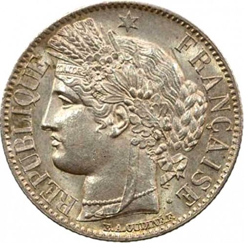 1 Franc Obverse Image minted in FRANCE in 1849A (1848-1852 - Second Republic)  - The Coin Database