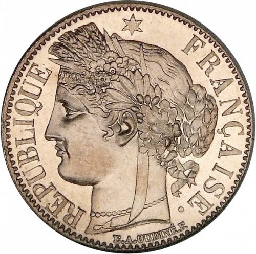 1 Franc Obverse Image minted in FRANCE in 1850A (1848-1852 - Second Republic)  - The Coin Database