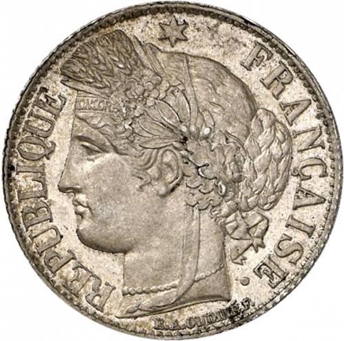 1 Franc Obverse Image minted in FRANCE in 1871A (1871-1940 - Third Republic)  - The Coin Database