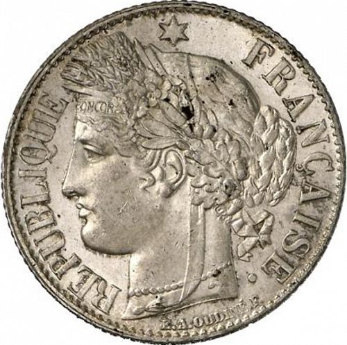 1 Franc Obverse Image minted in FRANCE in 1881A (1871-1940 - Third Republic)  - The Coin Database