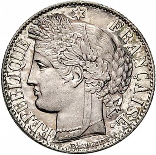 1 Franc Obverse Image minted in FRANCE in 1888A (1871-1940 - Third Republic)  - The Coin Database