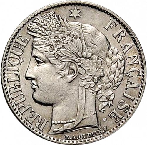 1 Franc Obverse Image minted in FRANCE in 1894A (1871-1940 - Third Republic)  - The Coin Database