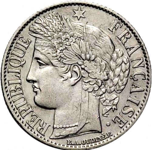 1 Franc Obverse Image minted in FRANCE in 1895A (1871-1940 - Third Republic)  - The Coin Database