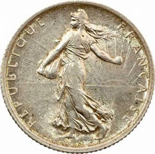 1 Franc Obverse Image minted in FRANCE in 1908 (1871-1940 - Third Republic)  - The Coin Database