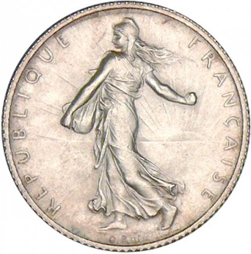 1 Franc Obverse Image minted in FRANCE in 1909 (1871-1940 - Third Republic)  - The Coin Database