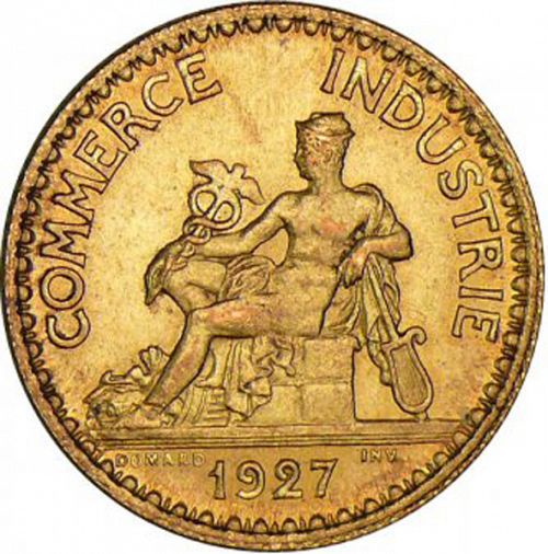 1 Franc Obverse Image minted in FRANCE in 1927 (1871-1940 - Third Republic)  - The Coin Database