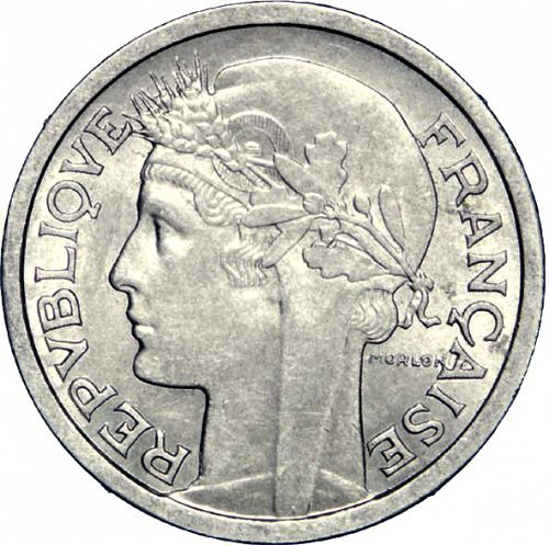 1 Franc Obverse Image minted in FRANCE in 1958B (1947-1958 - Fourth Republic)  - The Coin Database