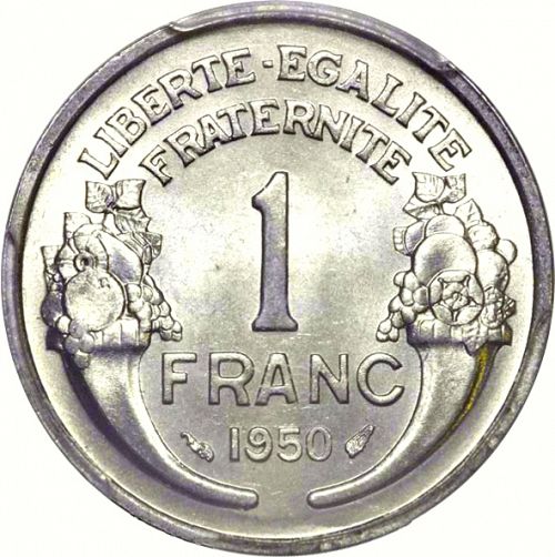 1 Franc Reverse Image minted in FRANCE in 1950 (1947-1958 - Fourth Republic)  - The Coin Database