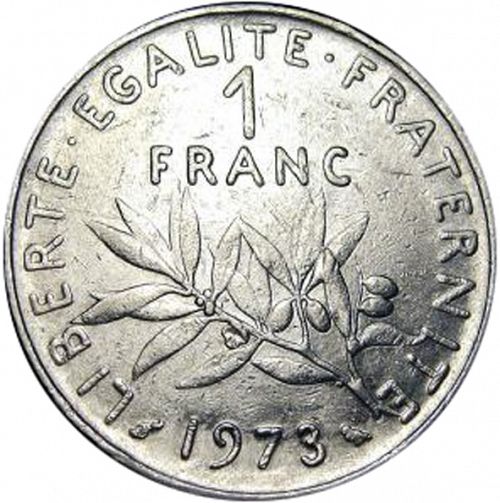 1 Franc Reverse Image minted in FRANCE in 1973 (1959-2001 - Fifth Republic)  - The Coin Database