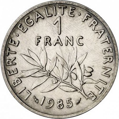 1 Franc Reverse Image minted in FRANCE in 1985 (1959-2001 - Fifth Republic)  - The Coin Database