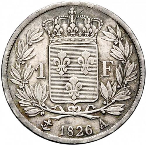 1 Franc Reverse Image minted in FRANCE in 1827A (1824-1830 - Charles X)  - The Coin Database