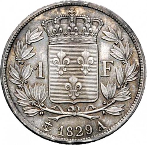 1 Franc Reverse Image minted in FRANCE in 1829A (1824-1830 - Charles X)  - The Coin Database