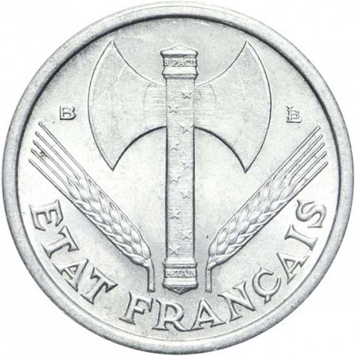 1 Franc Obverse Image minted in FRANCE in 1944B (1940-1944 - Vichy State)  - The Coin Database