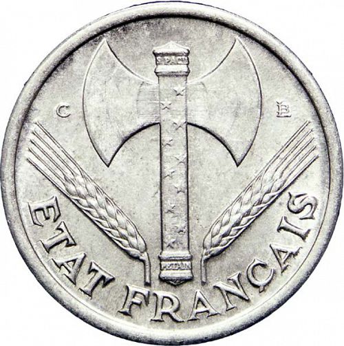 1 Franc Obverse Image minted in FRANCE in 1944C (1940-1944 - Vichy State)  - The Coin Database