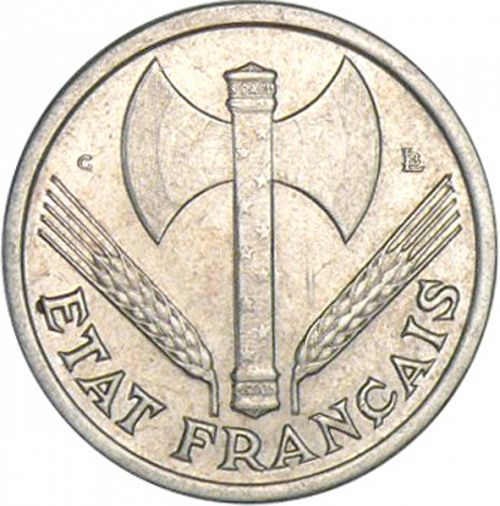 1 Franc Obverse Image minted in FRANCE in 1944C (1940-1944 - Vichy State)  - The Coin Database