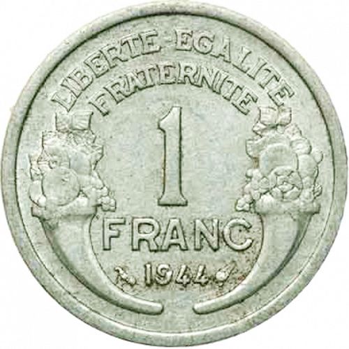 1 Franc Reverse Image minted in FRANCE in 1944 (1940-1944 - Vichy State)  - The Coin Database