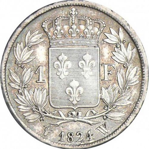 1 Franc Reverse Image minted in FRANCE in 1818W (1814-1824 - Louis XVIII)  - The Coin Database
