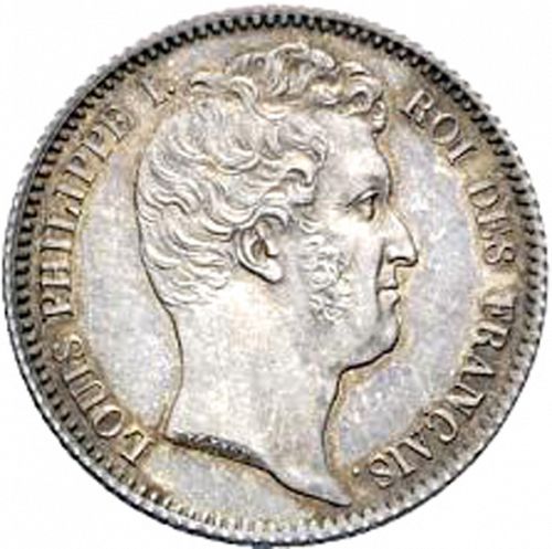 1 Franc Obverse Image minted in FRANCE in 1831A (1830-1848 - Louis Philippe I)  - The Coin Database