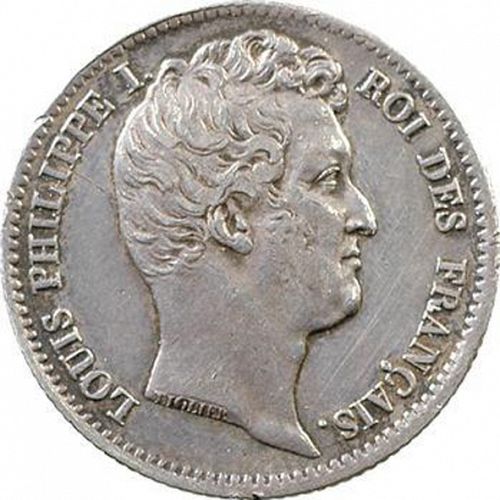 1 Franc Obverse Image minted in FRANCE in 1831B (1830-1848 - Louis Philippe I)  - The Coin Database