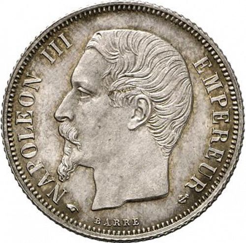 1 Franc Obverse Image minted in FRANCE in 1859A (1852-1870 - Napoléon III)  - The Coin Database