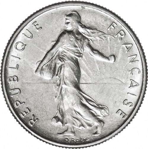 ½ Franc Obverse Image minted in FRANCE in 1969 (1959-2001 - Fifth Republic)  - The Coin Database