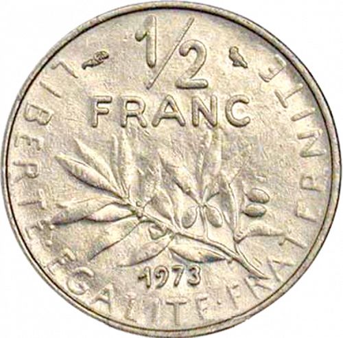 ½ Franc Reverse Image minted in FRANCE in 1973 (1959-2001 - Fifth Republic)  - The Coin Database