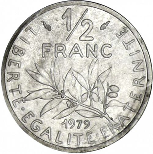 ½ Franc Reverse Image minted in FRANCE in 1979 (1959-2001 - Fifth Republic)  - The Coin Database