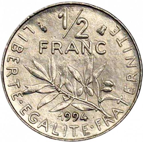 ½ Franc Reverse Image minted in FRANCE in 1994 (1959-2001 - Fifth Republic)  - The Coin Database