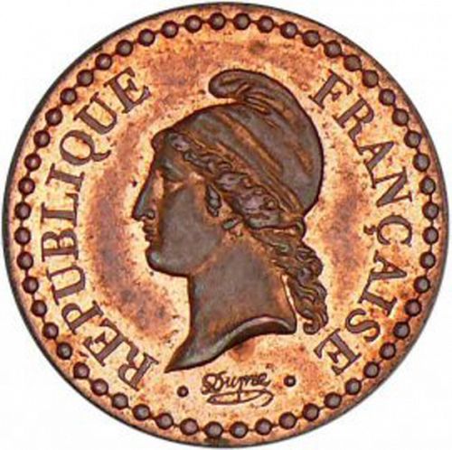 1 Centime Obverse Image minted in FRANCE in 1848A (1848-1852 - Second Republic)  - The Coin Database