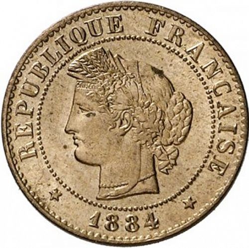 1 Centime Obverse Image minted in FRANCE in 1884A (1871-1940 - Third Republic)  - The Coin Database