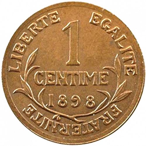 1 Centime Reverse Image minted in FRANCE in 1898 (1871-1940 - Third Republic)  - The Coin Database