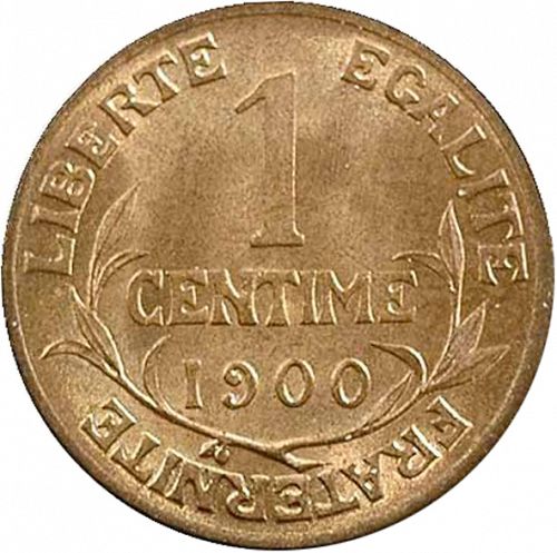 1 Centime Reverse Image minted in FRANCE in 1900 (1871-1940 - Third Republic)  - The Coin Database