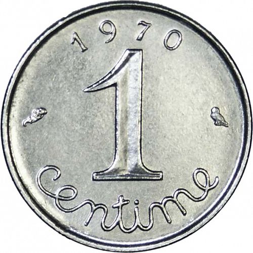 1 Centime Reverse Image minted in FRANCE in 1970 (1959-2001 - Fifth Republic)  - The Coin Database