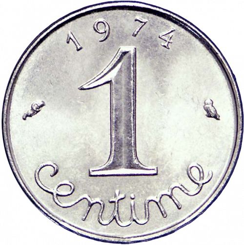 1 Centime Reverse Image minted in FRANCE in 1974 (1959-2001 - Fifth Republic)  - The Coin Database