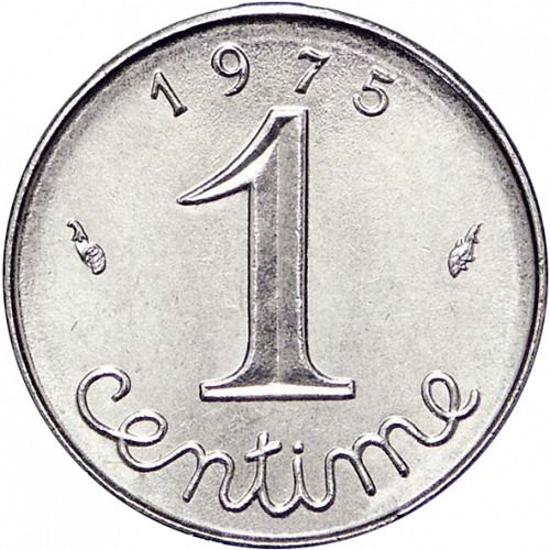 1 Centime Reverse Image minted in FRANCE in 1975 (1959-2001 - Fifth Republic)  - The Coin Database