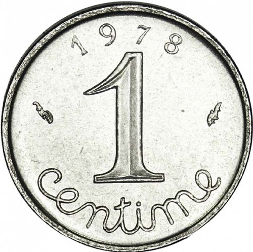 1 Centime Reverse Image minted in FRANCE in 1978 (1959-2001 - Fifth Republic)  - The Coin Database