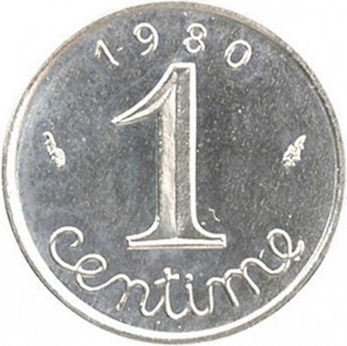 1 Centime Reverse Image minted in FRANCE in 1980 (1959-2001 - Fifth Republic)  - The Coin Database