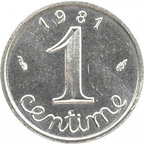 1 Centime Reverse Image minted in FRANCE in 1981 (1959-2001 - Fifth Republic)  - The Coin Database