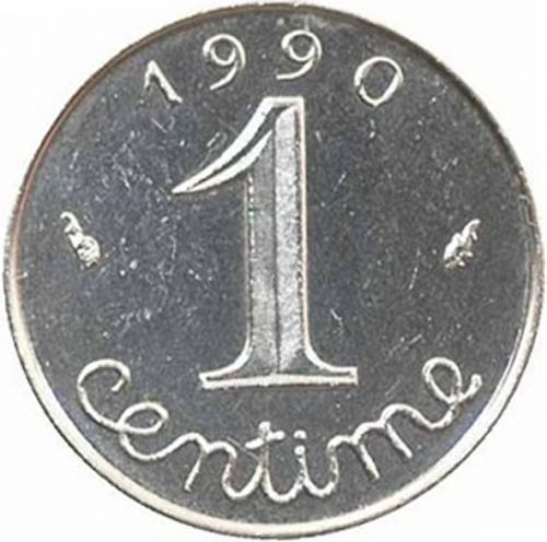 1 Centime Reverse Image minted in FRANCE in 1990 (1959-2001 - Fifth Republic)  - The Coin Database