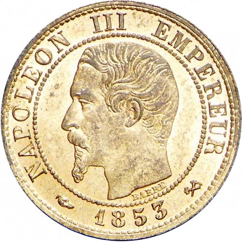 1 Centime Obverse Image minted in FRANCE in 1853B (1852-1870 - Napoléon III)  - The Coin Database