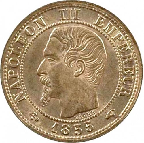 1 Centime Obverse Image minted in FRANCE in 1855A (1852-1870 - Napoléon III)  - The Coin Database