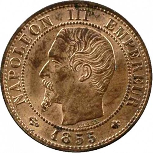 1 Centime Obverse Image minted in FRANCE in 1855BB (1852-1870 - Napoléon III)  - The Coin Database
