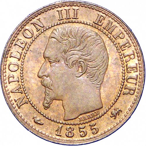 1 Centime Obverse Image minted in FRANCE in 1855D (1852-1870 - Napoléon III)  - The Coin Database