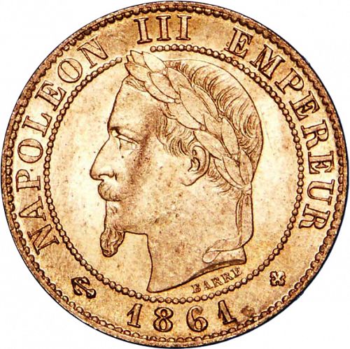 1 Centime Obverse Image minted in FRANCE in 1861BB (1852-1870 - Napoléon III)  - The Coin Database