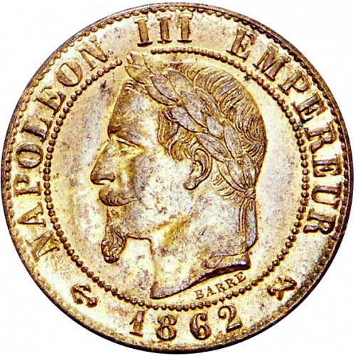 1 Centime Obverse Image minted in FRANCE in 1862K (1852-1870 - Napoléon III)  - The Coin Database