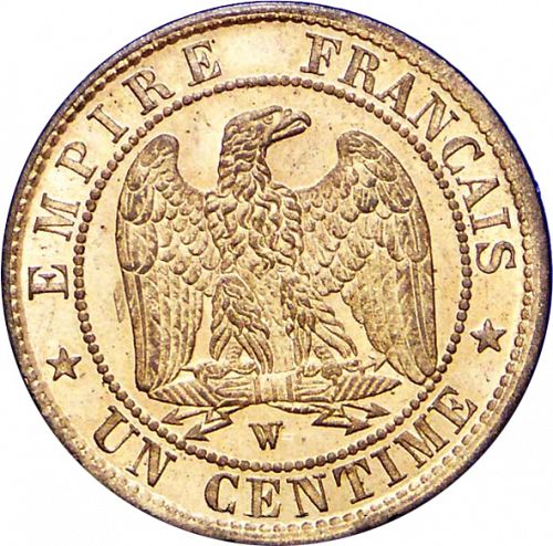 1 Centime Reverse Image minted in FRANCE in 1853W (1852-1870 - Napoléon III)  - The Coin Database