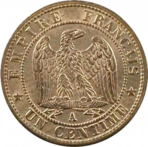 1 Centime Reverse Image minted in FRANCE in 1855A (1852-1870 - Napoléon III)  - The Coin Database